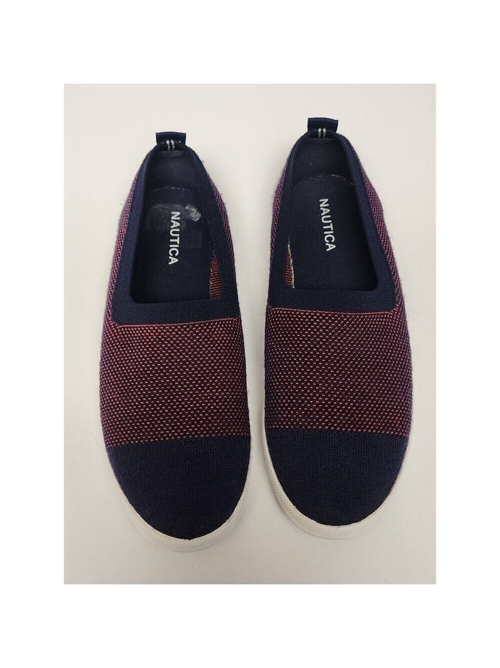 Nautica Womens Navy Blue Red Nautical Knit Slip On Sailing Boat Shoes Size US 8 - Picture 3 of 9